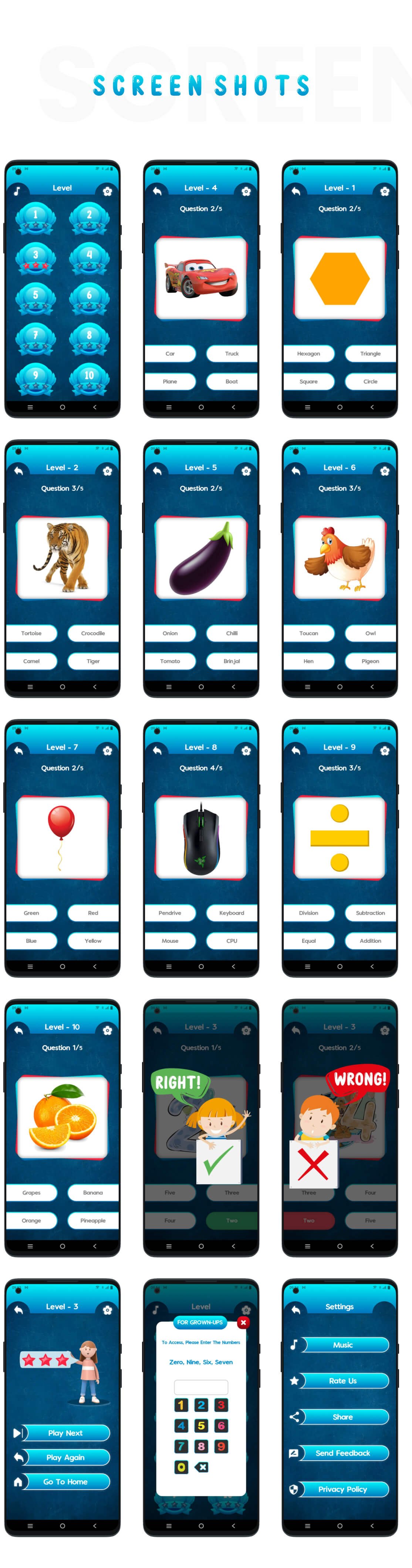 Educational Quiz for Kids - Flutter Android & iOS App