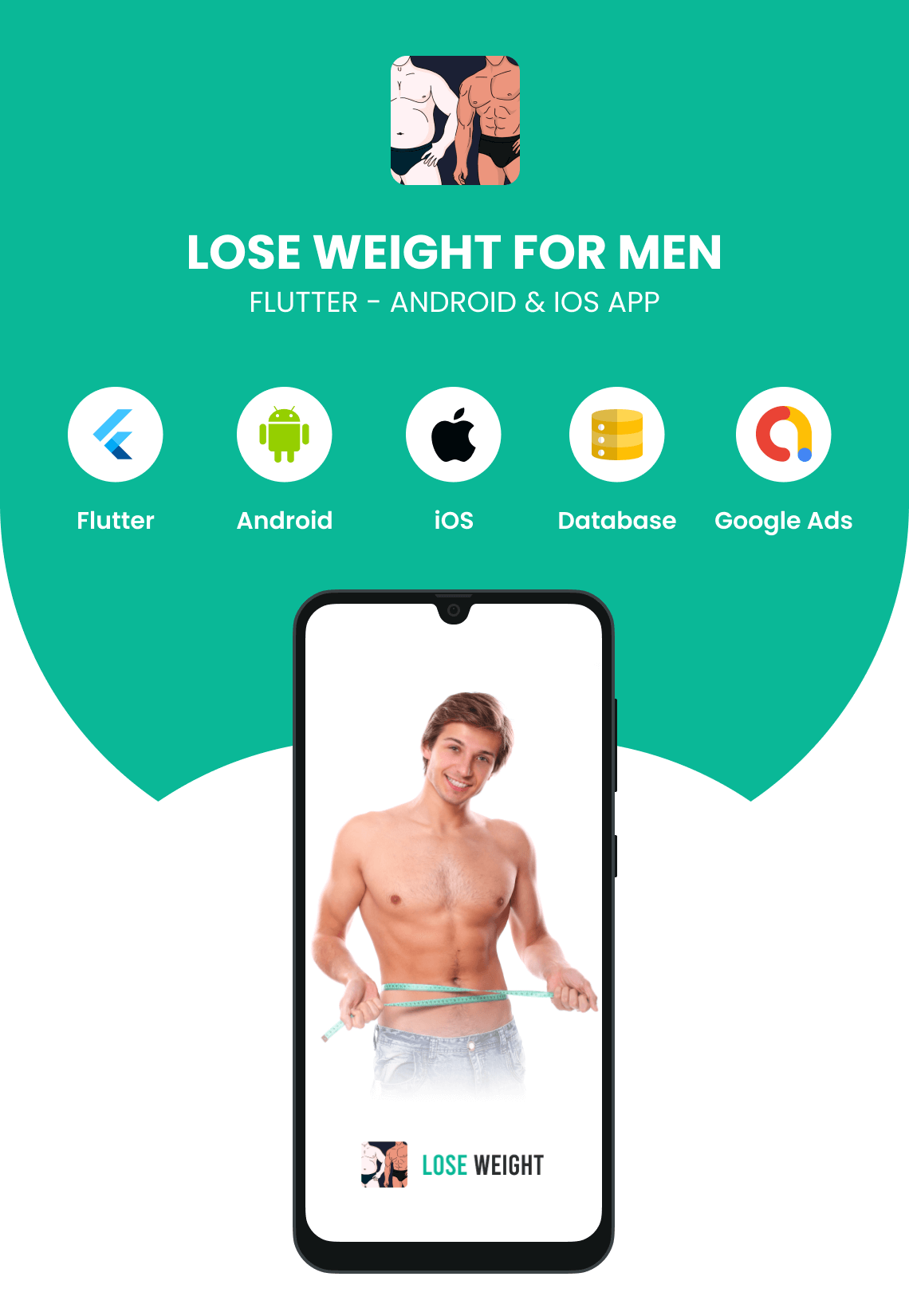 Men Lose Weight & Water Reminder - Flutter App for Android & iOS