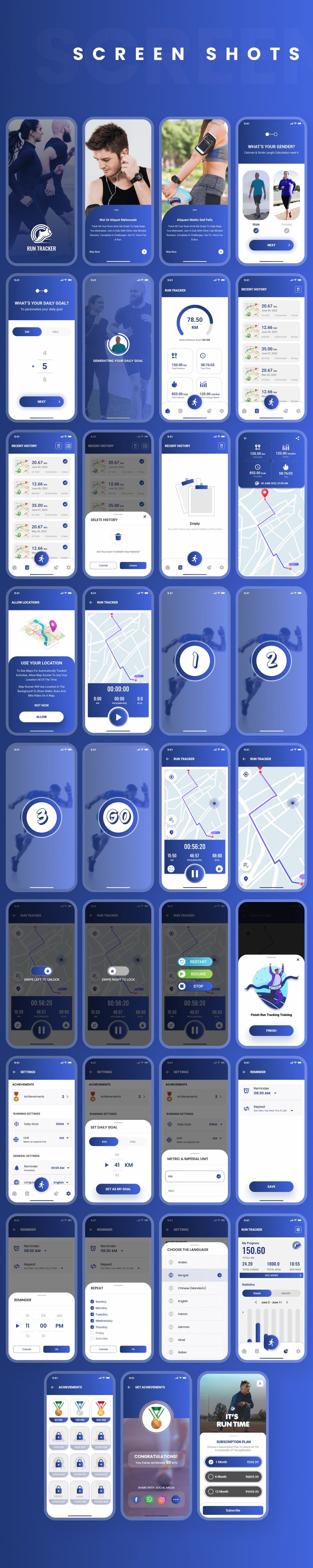 Run Tracker - iOS Native Mobile App (20 Languages)