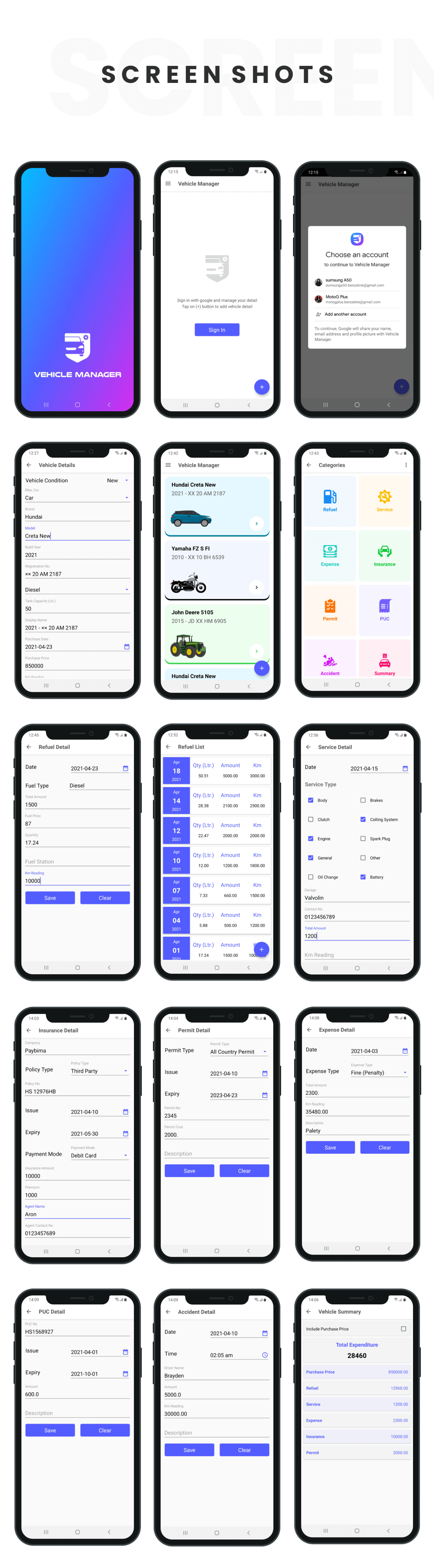 Vehicle Manager with Php Backend - Android (Kotlin)